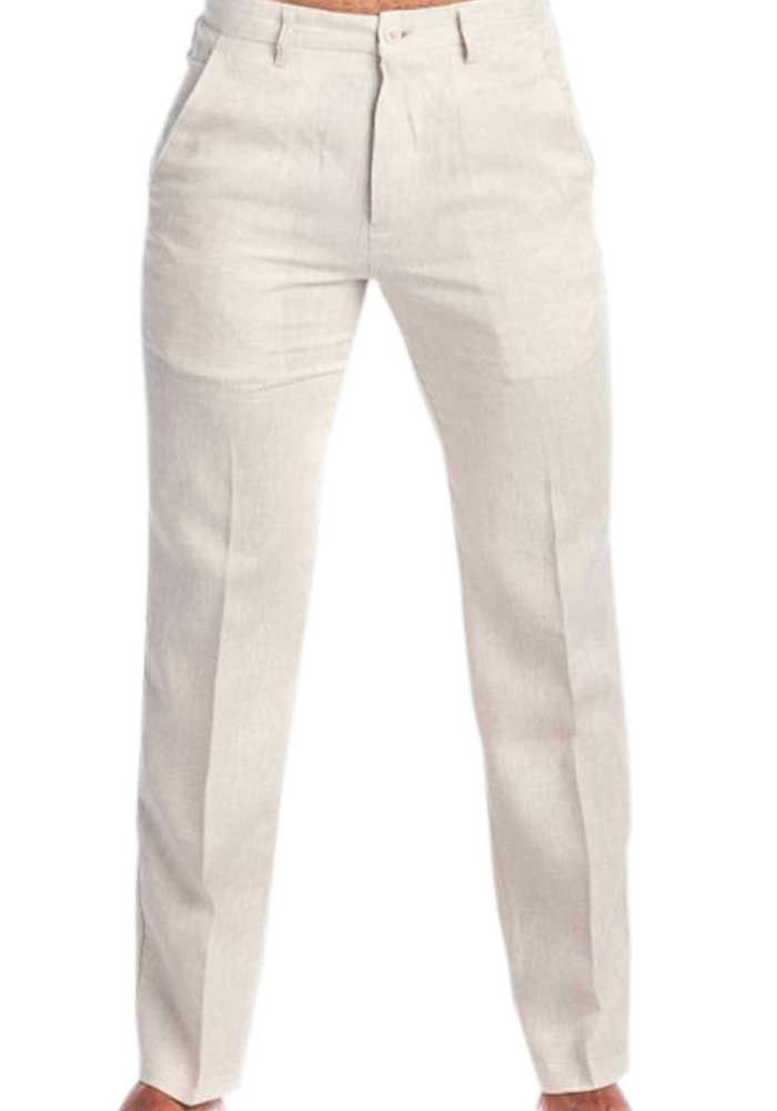 Men's White Linen Drawstring Pants - Loose Fit - Island Importer