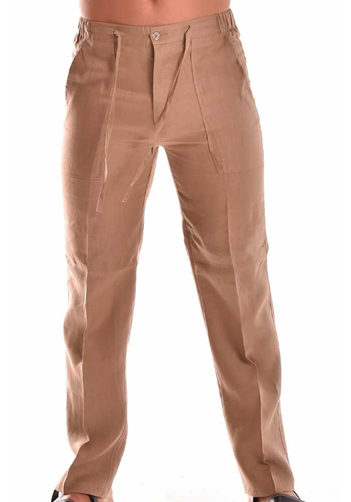 Drawstring Pants for Men 100% Linen. Natural Color.