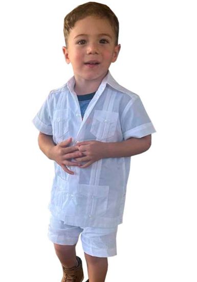 Guayabera Set. Polyester Shirt and Linen look Short. Guayabera for Kids and Short. High Quality. BACKORDER.