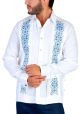 Deluxe Embroidery. Linen 100 %. Elegant Guayabera for Destination Wedding. White Color. Back-Orders.