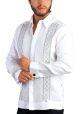 Deluxe Embroidery Silver Gray. Elegant Guayabera for Destination Wedding. French Cuff. White Color. Back-Orders.