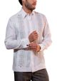 FRENCH CUFF. Deluxe Embroidery Guayabera. Linen 100 %. Elegant Guayabera for Destination Wedding. White / Gray Colors. Back-Orders.