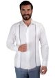 Casual Guayabera Shirt with Pleats and Color Guayabera Hem. 100% Linen. No Pockets. Hidden Buttons. Perfect for Groomsmen. Back-order.