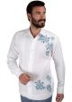 FLOWER Deluxe Guayabera  Shirt. Linen 100 %. Excellent Quality. Double Eyelet for use Cufflinks. Back-order.