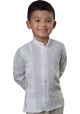 Chinese Collar Shirt for Kids. Wedding Style. Collar - MAO. Italian Premium 100% Linen. Long Sleeve. White Color. Back-order. RUN SMALL.