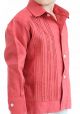 Kids Formal Guayabera. Dress Shirt  for Large and Formal Events. Long Sleeve. Deluxe Linen 100 %. Back-order. Coral Color. RUN SMALL.