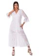 Long Dress. 100% Cotton. V-Neckline. White Color.