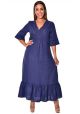 Azúcar Ladies 3/4 Sleeve Long Dress. Beach and Wedding Wear. 100% Linen. Blue Navy Color.