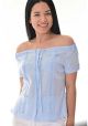 Party Guayabera for Ladies. Linen 100% Guayabera. Off the Shoulder. Runs Small. Light Blue Color.