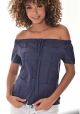 Party Guayabera for Ladies. Linen 100% Guayabera. Off the Shoulder. Runs Small. Blue Navy Color.