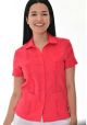 Party Guayabera for Ladies. Short Sleeve. Linen 100% Guayabera. Runs Small. Red Color.
