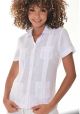 Party Guayabera for Ladies. Linen 100% Guayabera. Short Sleeve. Runs Small. White Color.