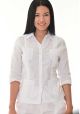Party Guayabera for Ladies. Linen 100% Guayabera. 3/4 Sleeve. Runs Small. White Color.