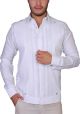 Exquisite Guayabera. Linen 100 %. White Color. French Cuff. Back-Orders.