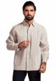 Beach Wedding Guayabera Shirt 100% Linen Long Sleeve. Natural Color.