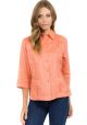 Guayabera Blouses. 3/4 Sleeves. Linen Guayabera for Women. Coral Color.