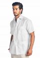 Four pockets Traditional Guayabera Shirt Regular Linen.  Short Sleeve. Off White Color.