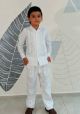 ITATI Set Guayabera for kids. Shirt Long Sleeves and  Drawstring Pants. White Color. Back-order.