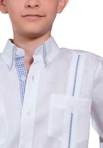 Kids Fashion Blue Feature Design Shirt. Haute Couture. Premium 100 %  Linen. BACK-ORDERS.